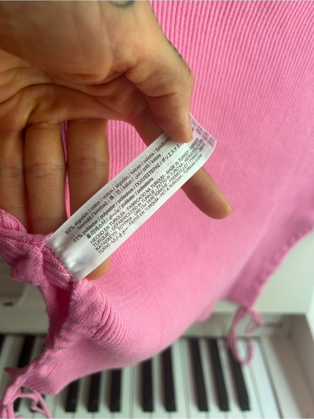 ZARA Hot Pink Ribbed Drawstring Crop Top Short Sleeve Y2K Women’s Small Tee - Picture 5 of 16